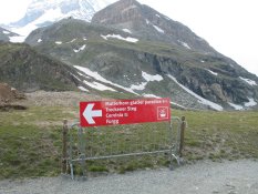 Signs to Matterhorn glacier paradise