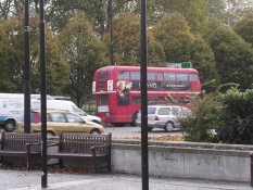 Red bus from Marble Arch