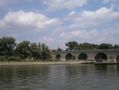 Old stone bridge in Ratisbon