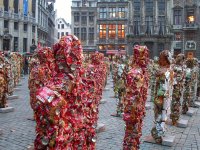 Statues of rubbish at Grand Place in Brussels