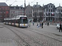 Tram in the city centre of Ghent