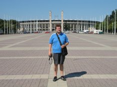 Andr� Odeblom in front of the Olympic Stadium in Berlin