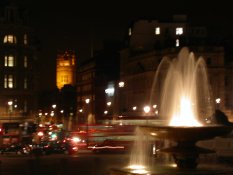 Big Ben from Trafalgar Square at night