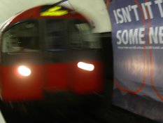 Piccadilly Line Train in Knightsbridge Underground Station
